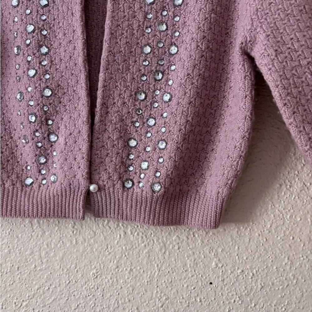 Marc Jacobs Dusty Rose Cropped Wool  Cardigan Embellished Small - Picture 4 of 13